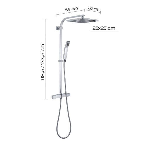 Colonna doccia termostatica 1 getto soffione 25x25 cm cromato "Star mix 01"