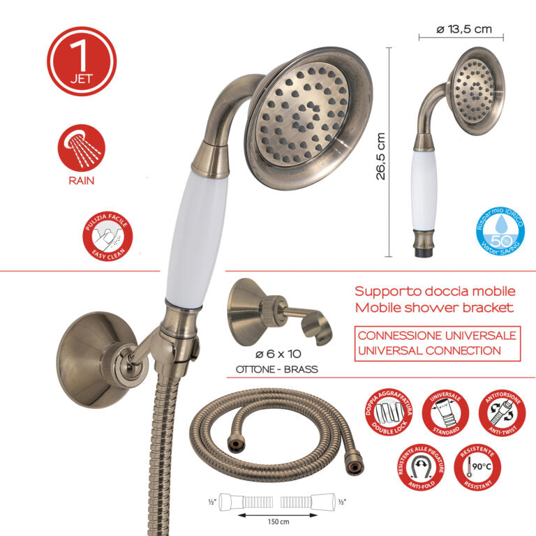 Kit doccia 1 getto bronzo - Liberty 01