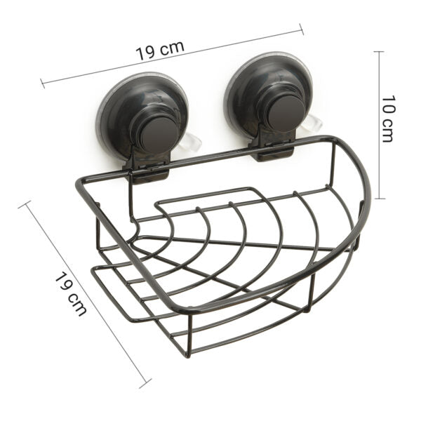 Portaoggetti doccia angolare in filo nero a ventosa "Hot"