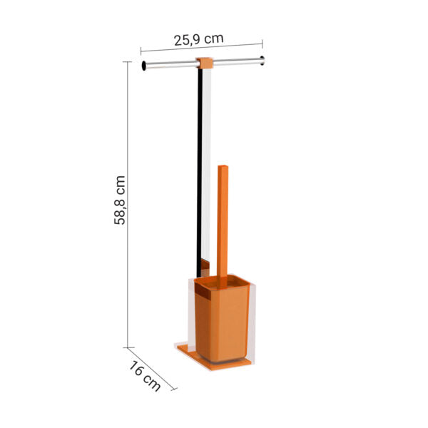 Piantana porta rotolo e porta scopino arancione "Rainbow"
