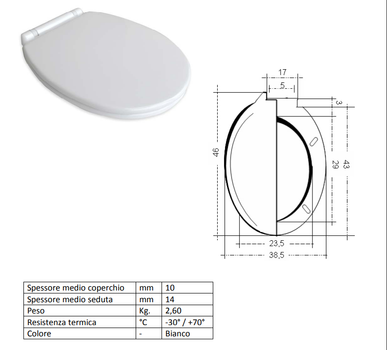 Tavoletta wc bi-componente mod.star bianco