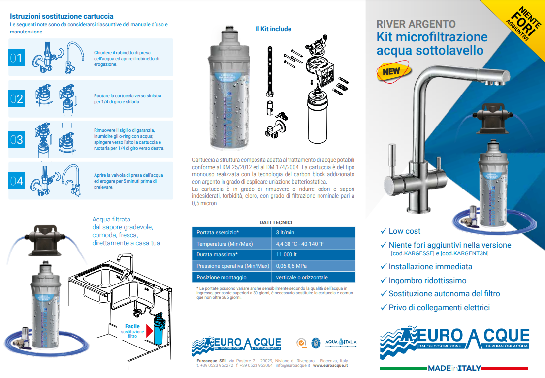 Depuratore acqua domestico a 3 vie - flessibile