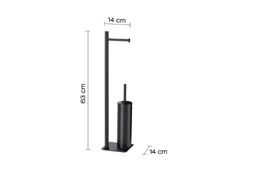 Piantana porta rotolo e porta scopino nero matt "Trilly"