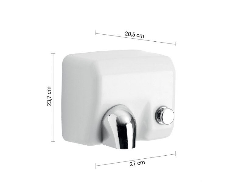 Asciugamani elettrico antivandalo a con pulsante bianco 2300 W "New Burian"