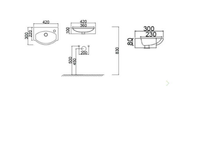 Lavabo a parete in ceramica bianco 41X30 cm MOD. LP96