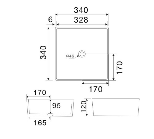 Lavabo in ceramica bianco 34.5 X 34.5 cm MOD. LA53