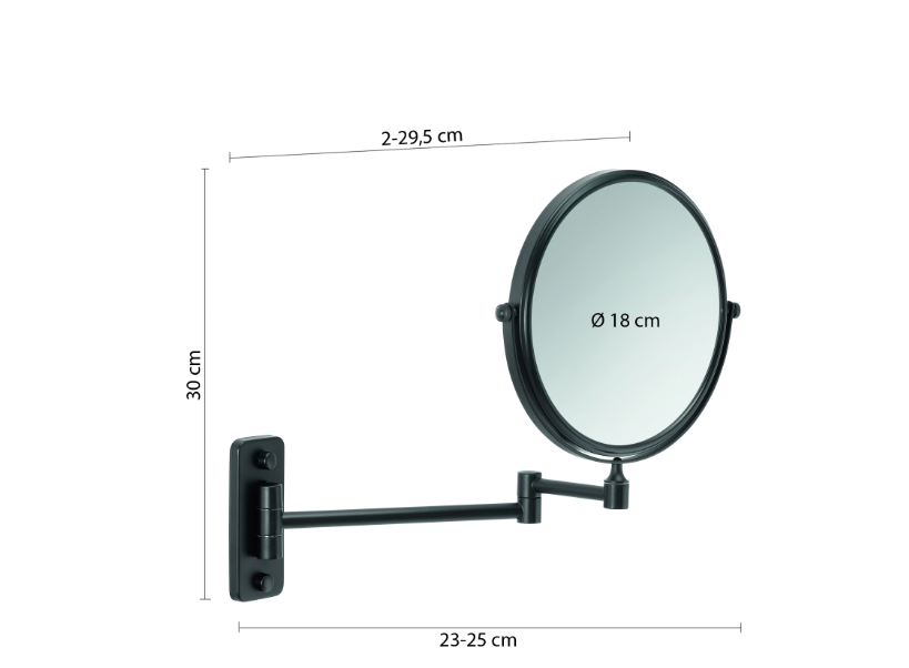 Specchio ingraditore nero matt "Gaia"