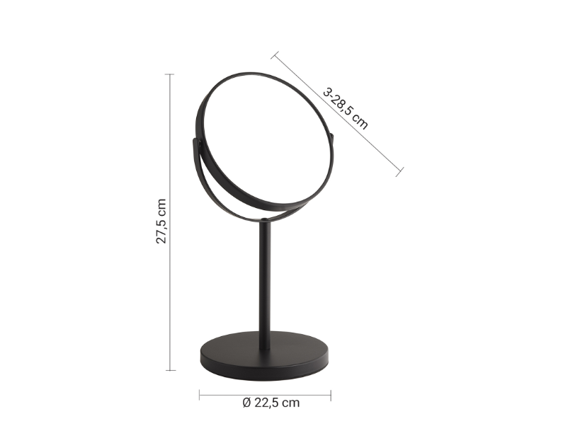 Specchio ingraditore nero matt "Anna"