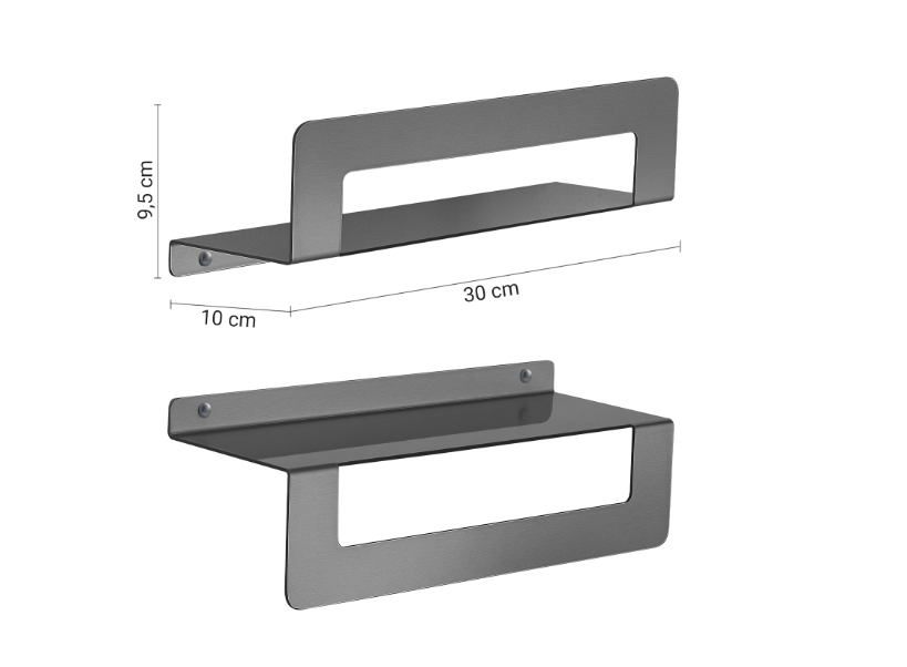 Mensola gun metal con porta asciugamani cm 30 "Cleo"