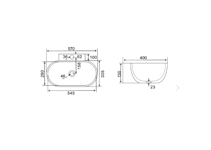 Lavabo a parete in ceramica bianco 57 x 40 cm MOD. LP94