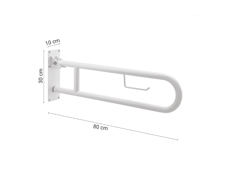 Appoggio ribaltabile 80 cm con portarotolo bianco "Snug"