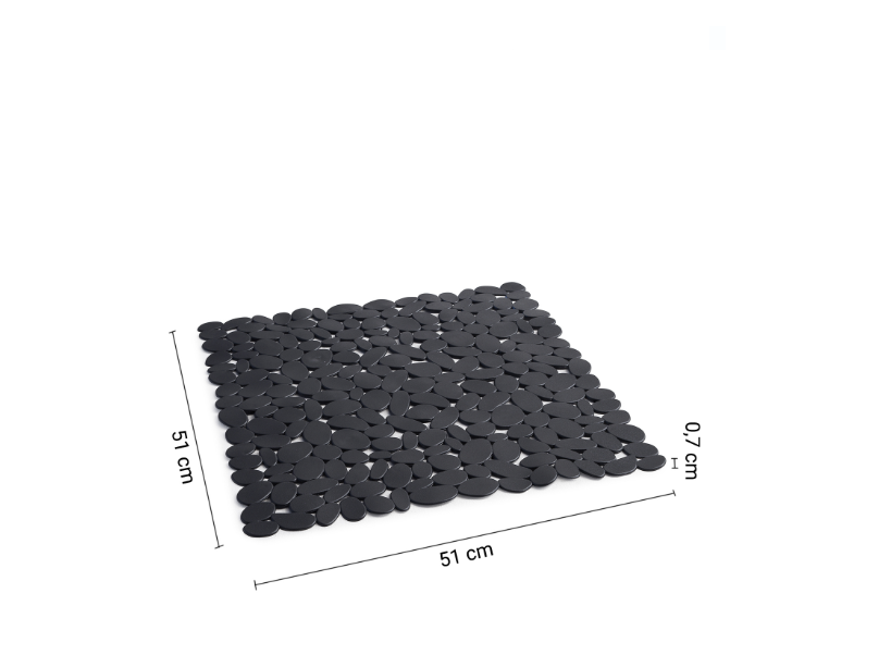 Tappeto antiscivolo doccia 51x51 - PVC nero matt "Rio"