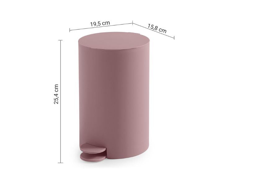Portarifiuti 3 lt rosa matt "Sharon"