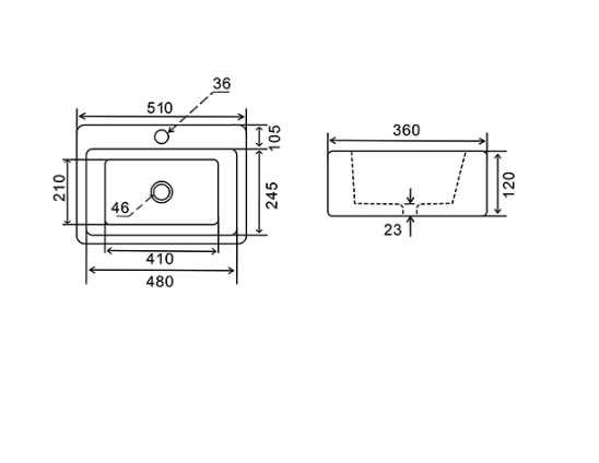 Lavabo da appoggio nero opaco in ceramica MOD. LVM04