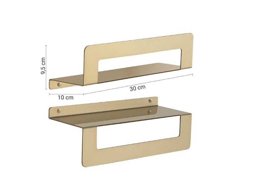Mensola oro matt con porta asciugamani cm 30 "Cleo"