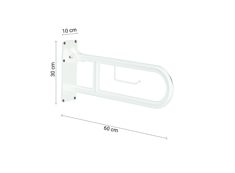 Appoggio ribaltabile 60 cm con portarotolo bianco "Snug"