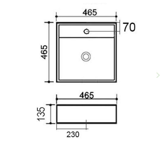 Lavabo in ceramica quadrato bianco 46.5 X 46.5 cm MOD. LA40