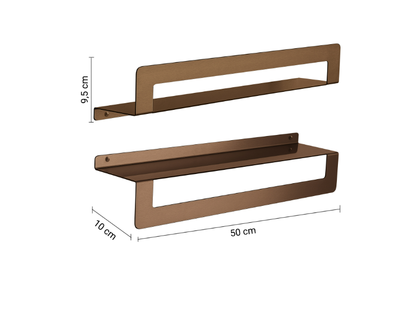 Mensola oro rosa con porta asciugamani cm 50 "Cleo"