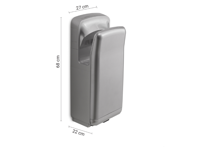 Asciugamani elettrico a fotocellula argento 650-1800 W "Meltemi"