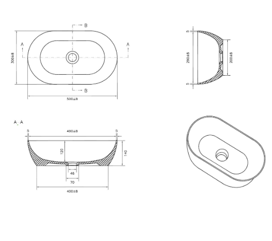 Lavabo in ceramica bianco 50 X 30 cm MOD. LA71