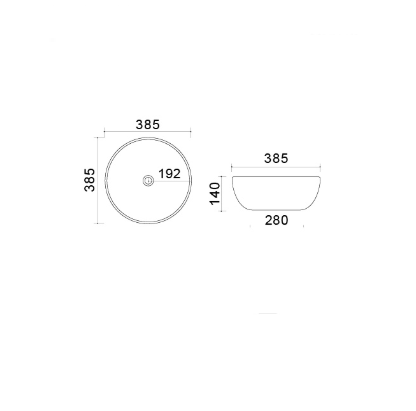 Lavabo da appoggio in ceramica bianco 38,5 cm MOD. LVA01