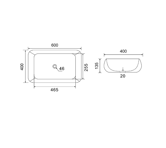 Lavabo in ceramica bianco 60 X 40 cm MOD. LA73