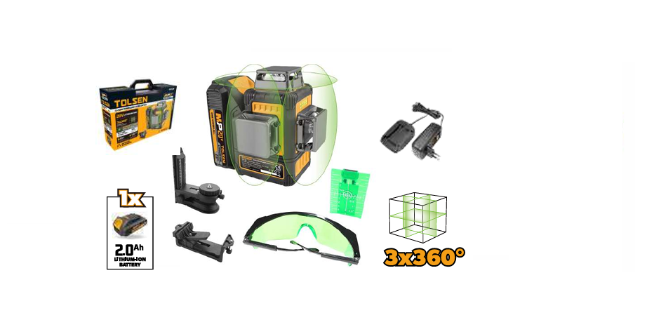 Kit livella laser 20v 3x360°  serie mp20v "Tolsen"