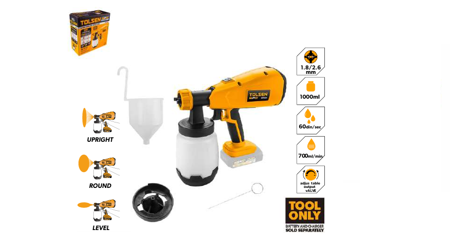 Pistola a spruzzo a batteria 20v  serie mp20v "Tolsen"