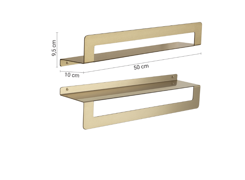 Mensola oro matt con porta asciugamani cm 50 "Cleo"