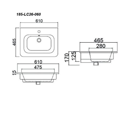 Lavabo in ceramica bianco  61 x 46 cm MOD. LC26
