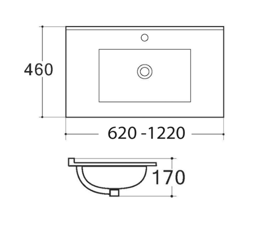 Lavabo in ceramica bianco 62 x 46 cm MOD. LC22