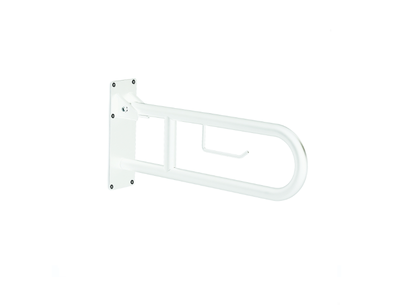 Appoggio ribaltabile 60 cm con portarotolo bianco "Snug"