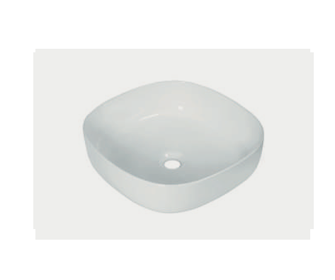 Lavabo quadrato stondato d'appoggio