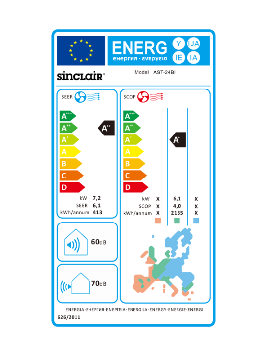 Condizionatore monosplit Sinclair colonna 24000 btu