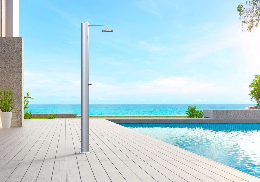 Doccia solare Tevere TX 28L Inox satinato miscelatore temporizzato