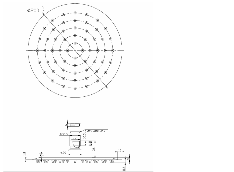 Kit doccia cromato modello "Round"