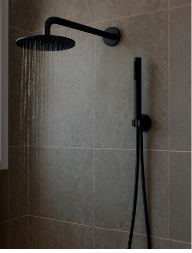 Kit doccia nero opaco modello "Round"