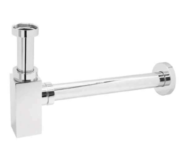 Sifone lavandino quadro d'arredo in ottone cromato senza piletta per lavabo modello visual da 1-1/4"