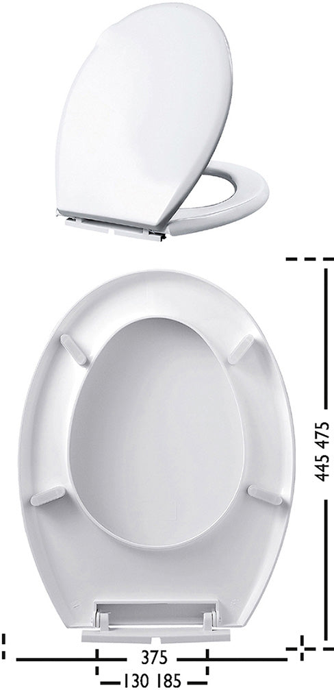 Sedile WC Universale. X: 375mm / Y: 445mm / Z: 130-185mm
